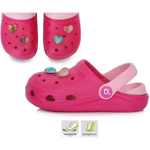 D.D.Step Szíves pink kislány papucs