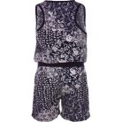 Knot So Bad Fehérvirágos sötétkék kislány playsuit