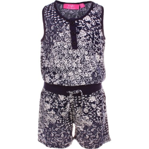 Knot So Bad Fehérvirágos sötétkék kislány playsuit